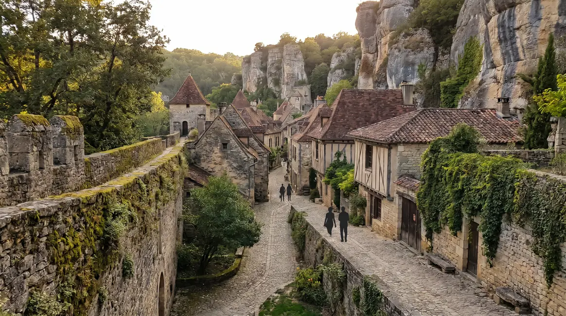 Village médiéval entre remparts et falaises en Ile-de-France