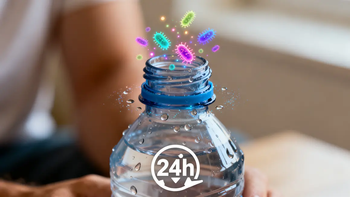 bouteille d eau ouverte effet bacteries pictogramme 24h