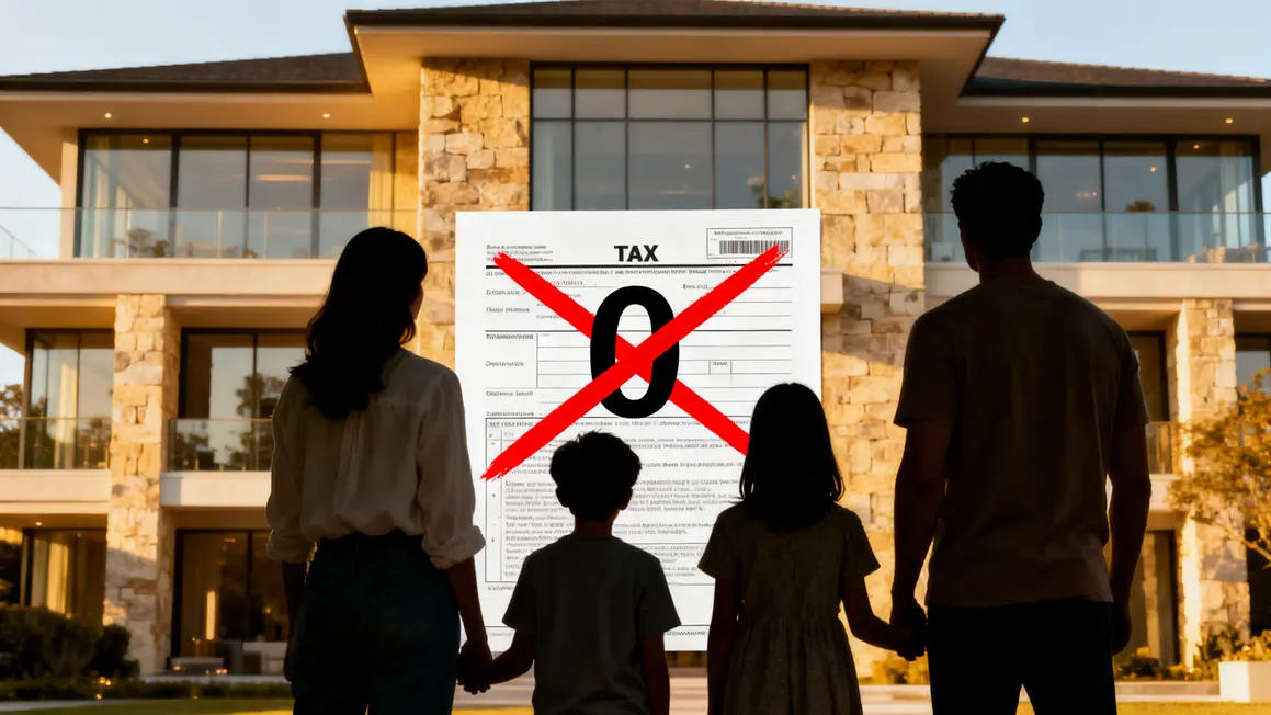 famille devant immeuble impôt barré zero france